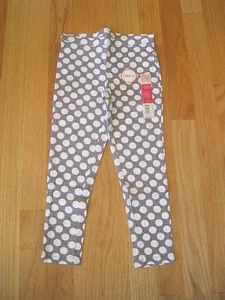 Girl WHITE POLKA DOTS GRAY FASHION stretch leggings pants NWT 4 5 - Picture 1 of 4