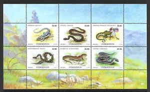 MNH 1999 Uzbekistan Asia Souvenir Sheet Snakes Reptiles Animals Nature mint NH - Picture 1 of 1