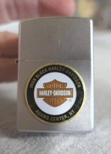 2001 Brushed Chrome Harley Davidson Adams Center, NY Dealer Logo Zippo Lighter - Picture 1 of 7