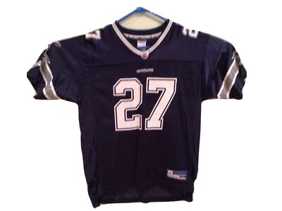 Camiseta de fútbol americano juvenil azul Dallas Cowboys Reebok 27 Eddie George NFL talla (18-20 Foto 1 de 4