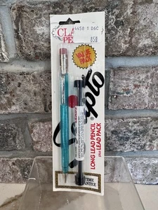 Vtg Scripto Long Lead Pencil & Lead Pack B319 NOS Blue Clear 1980s New - Picture 1 of 7