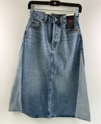 Falda de mezclilla Levi's Premium para mujer tiro alto línea A piezas talla 23 azul nueva con etiquetas Foto 1 de 4
