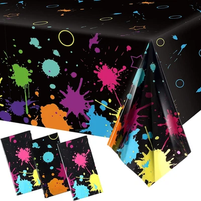 Glow Party Table Covers Neon Plastic Tablecloths 108 X 54 Inch Disposable Neon G - Image 1 of 4