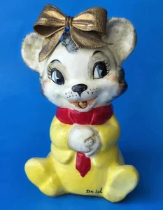 Kitschige De Sela Pappmaché Maus Weihnachtsschmuck 5" anthropomorph Vintage - Bild 1 von 12