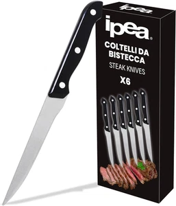 Olivia Coltelli Da Tavola per Bistecca E Carne - Set Da 6 Pezzi - Lama Liscia in - Foto 1 di 12