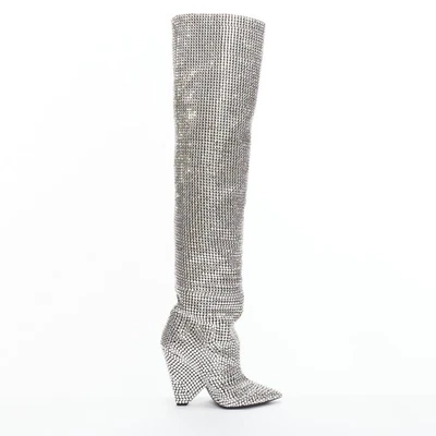 Raro SAINT LAURENT Runway Niki 105 Swarovski cristal incrustado bota EU36 Foto 1 de 4