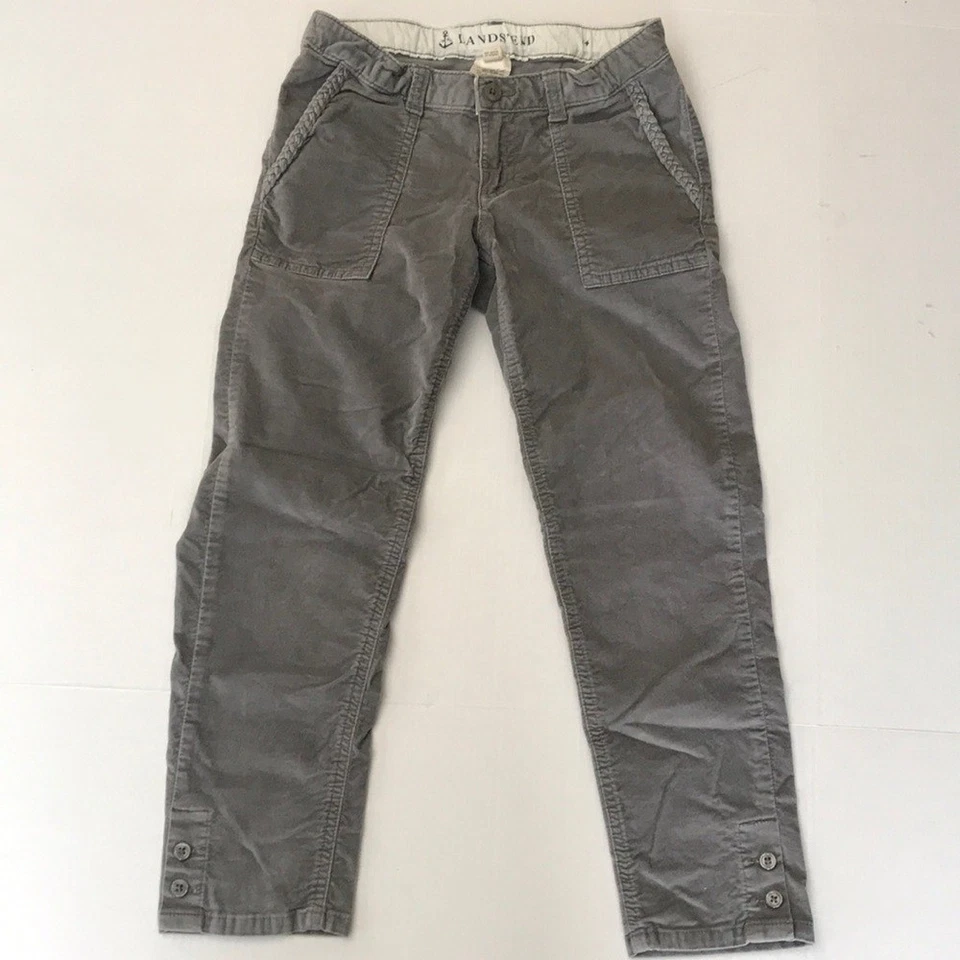Pantalones de terciopelo gris Lands' End para niña talla 8+ Foto 1 de 4