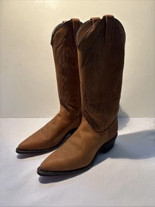 Dan Post Vintage Brown Leather Cowboy Boots Marlboro Style P2552 Womens Sz 6.5M - Picture 1 of 17