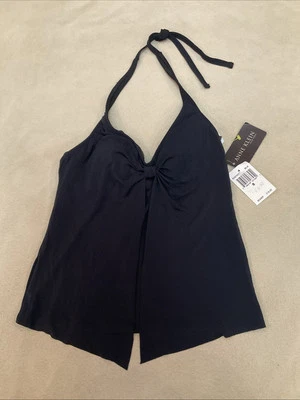 Anne Klein Tankini Swimsuit Top Nwt Black 8 Womens Halter Foto 1 de 3
