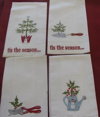 Juego de 4 toallas de mano con apliques blancos de Navidad Tis The Season Foto 1 de 4