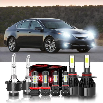 Fit Acura TL 2009-2014 -8PCS Front LED HID Headlights Hi/Lo+DRL Fog Light Bulbs - Image 1 of 4