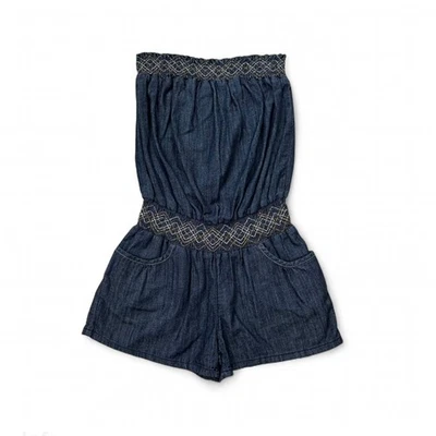 Mameluco pequeño de una pieza Y2K Mudd sin tirantes azul cambray para mujer Foto 1 de 4