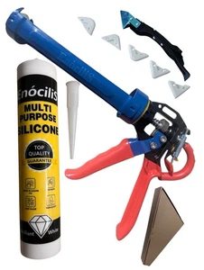 EnociliS Silikon Dichtstoff + Abdichtpistole + Abdichtwerkzeug Set - Bild 1 von 4