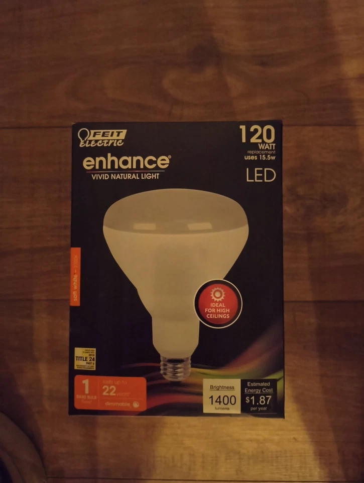 Feit Electric LED BR40 Bulb, 120W Equivalent, Dimmable, 1400 Lumens, 22 Year - Image 1 of 1