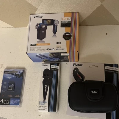Vivitar DVR-850HD 12.1MP Underwater Digital Video Camcorder Blue New In Box - Image 1 of 4