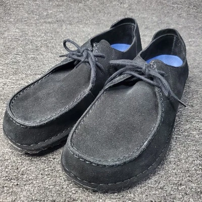 Birkenstock Zapatos Unisex EU 42 L11 M9 Negro Utti Gamuza Cuero Mocasines con Cordones Foto 1 de 4