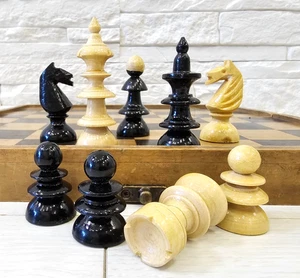 Vintage Vienna Coffee House Chess Set 60-70s Old Wooden Austrian Vintage Chess - Picture 1 of 24