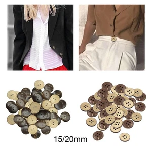 100Pcs Natural Coconut Shell Buttons Knitting DIY Handmade for Uniform Clothing - Picture 1 of 29