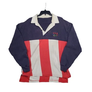 Vintage 80s CHAMPION USA Olympics Rugby Flag Shirt Mens XL Distressed Faded - Picture 1 of 17