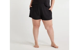 -JOYSPUN RIBBED KNIT SLEEP SHORTS ONLY BLACK ELASTIC POCKETS LOUNGE XL - Picture 1 of 7