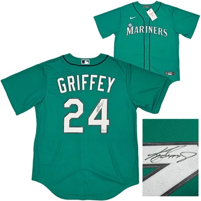Seattle Mariners Ken Griffey Jr. Signed Teal Nike Jersey Size L Beckett Wit - Image 1 of 4