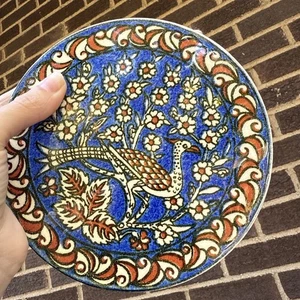 Remache de pavo real de cerámica turca vintage para platos calientes, decoración boho del hogar - Imagen 1 de 5