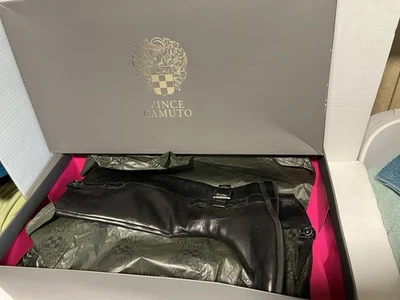 Vince Camuto Black Nappa Angel VC Kriton Leather Boots Sz 8 M - Image 1 of 4