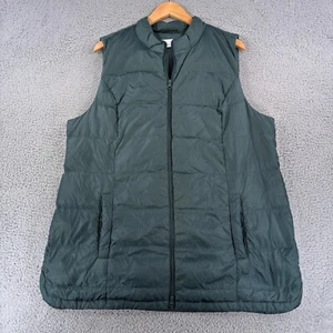 J Jill Down Puffer Vest Womens Size XL Green Full Zip Pockets Nylon Casual - Picture 1 of 11