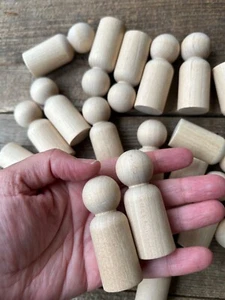 20 count - 2-3/8" Tiny Unfinished Wood Peg Doll, Wooden Little Boy Rustic Play - Picture 1 of 8
