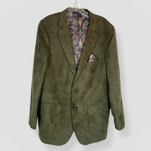 Blazer Alan Flusser taglia media verde oliva foderato paisley scamosciato evento casual - Foto 1 di 13