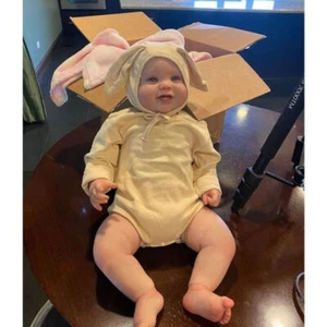 24in Real Reborn Baby Dolls Newborn Boy Girl Smile Bebe Hand-Drawing Hair Hat - Picture 1 of 7