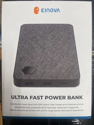 EINOVA Laptop Power Bank | Ultra-Fast 20.000mAh Slim Battery Pack - USB C + USB - Imagem 1 de 4