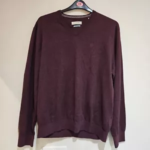 Bugatti Jumper Mens XXL Cotton Cashmere V-Neck Sweatshirt Sweater Plum Fits XL - Picture 1 of 15