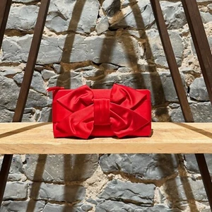 Valentino Garavani Red Satin Oversized Bow Clutch - Picture 1 of 10