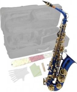 ALT SAXOPHON SAX ALTSAXOPHON SAXOFON BLAU KOFFER MUNDSTÜCK BLÄTTCHEN REED SET - Bild 1 von 3