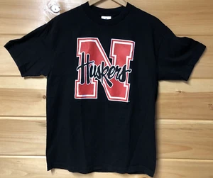 AAA Nebraska Corn Huskers Huskers Logo Black T-Shirt - Size L - Picture 1 of 4