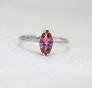 Anello in oro bianco 9 kt con tormalina rosa misura 7 - N 1/2 - Foto 1 di 2