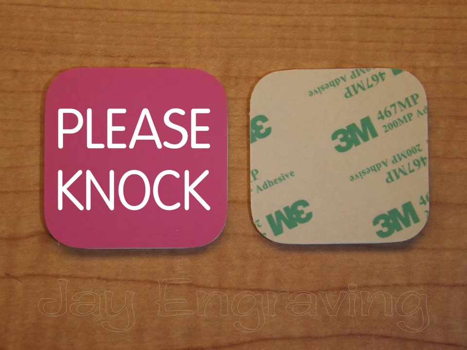 Engraved 2x2 PLEASE KNOCK Plastic Tag Sign Plate | Doorbell Plaque | Any Color! - Image 1 of 1