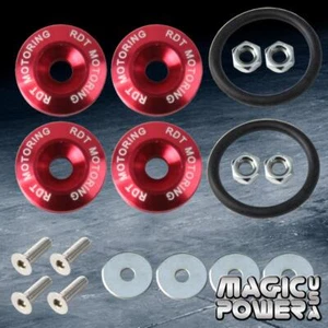 Red JDM Quick Release Fasteners For Car Bumpers Trunk Fender Hatch Lids Kit - Foto 1 di 1