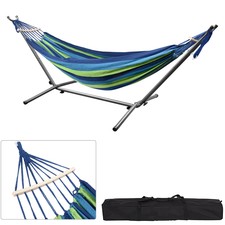 9Ft Double Hammock with Spreader Bar Steel Stand for Travel, Outdoor Camping