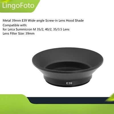Parasol gran angular atornillable de metal 39 mm E39 para lente Leica Summicron M 35/2 Foto 1 de 4