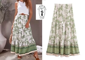 MAXIFALDA BOHO HIPPIE FLORES FALDA ESCALONADA VOLANTES MAXI FALDA FLORAL - Imagen 1 de 8