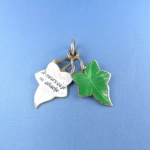 Dije/colgante victoriano francés hoja de hiedra plata ficha de amor - Imagen 1 de 8