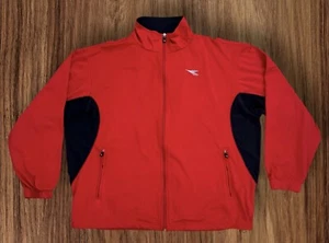 Diadora Jacket Mens L Rigore Warm Up Red Full Zip Soccer Track Athletic Wear - Picture 1 of 11