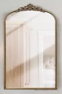 Mirror Micasso Antique French Arched 31"x19" Decorative Ornate Gold Metal Home - Picture 1 of 2