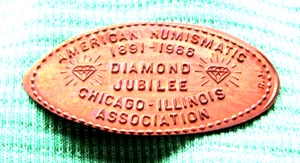 Elongaged Medal 1891 - 1988 - American Numismatic Assn. Chicago, IL#S980 - Bild 1 von 4