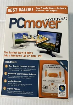 Laplink PC Mover Essentials ( CD , Transfer Cable , Quick Start Guide ) PCmover - Image 1 of 3