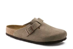 Birkenstock Boston Taupe Suede Soft Footbed Clog – Men's/Women's Classic Slip-On - Picture 1 of 8