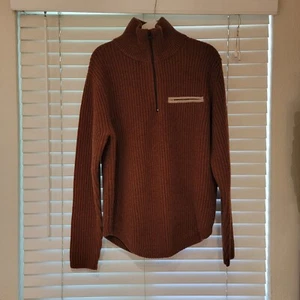 Banana Republic Half-Zip Ribbed Knit Wool Sweater Sz Medium Brown Thick NWOT NEW - Picture 1 of 6