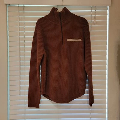Banana Republic Half-Zip Ribbed Knit Wool Sweater Sz Medium Brown Thick NWOT NEW - Image 1 of 4